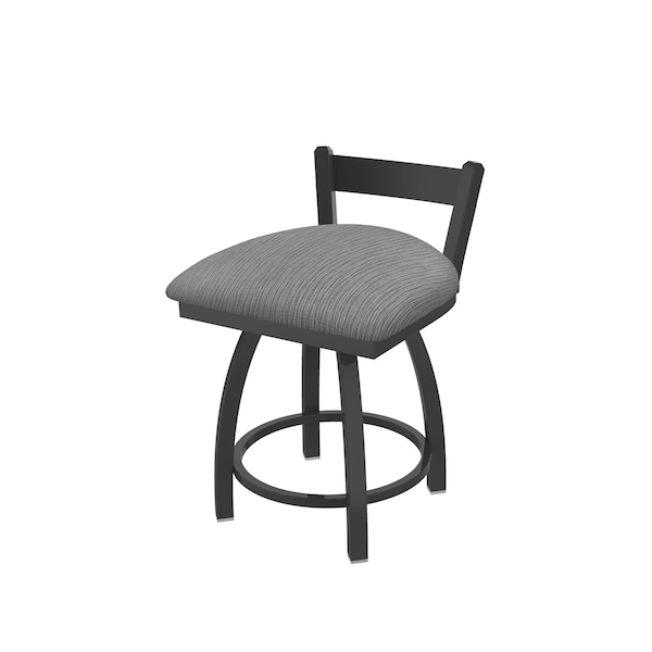 18" Low Back Swivel Vanity Stool, Pewter Finish, Graph Seat